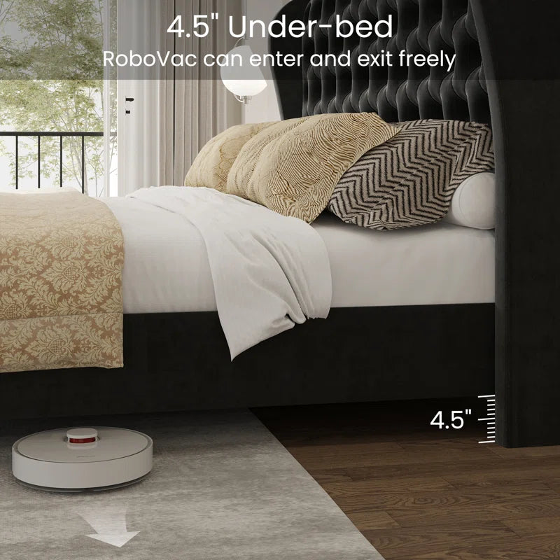 Nikkoli Upholstered Wingback Bed