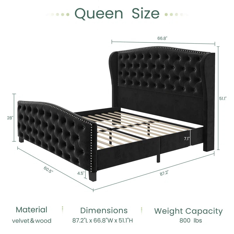 Nikkoli Upholstered Wingback Bed