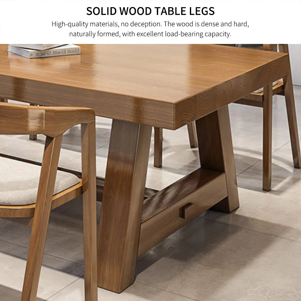 Nut-brown Rectangular Solid Wood Conference Table OUCH CART