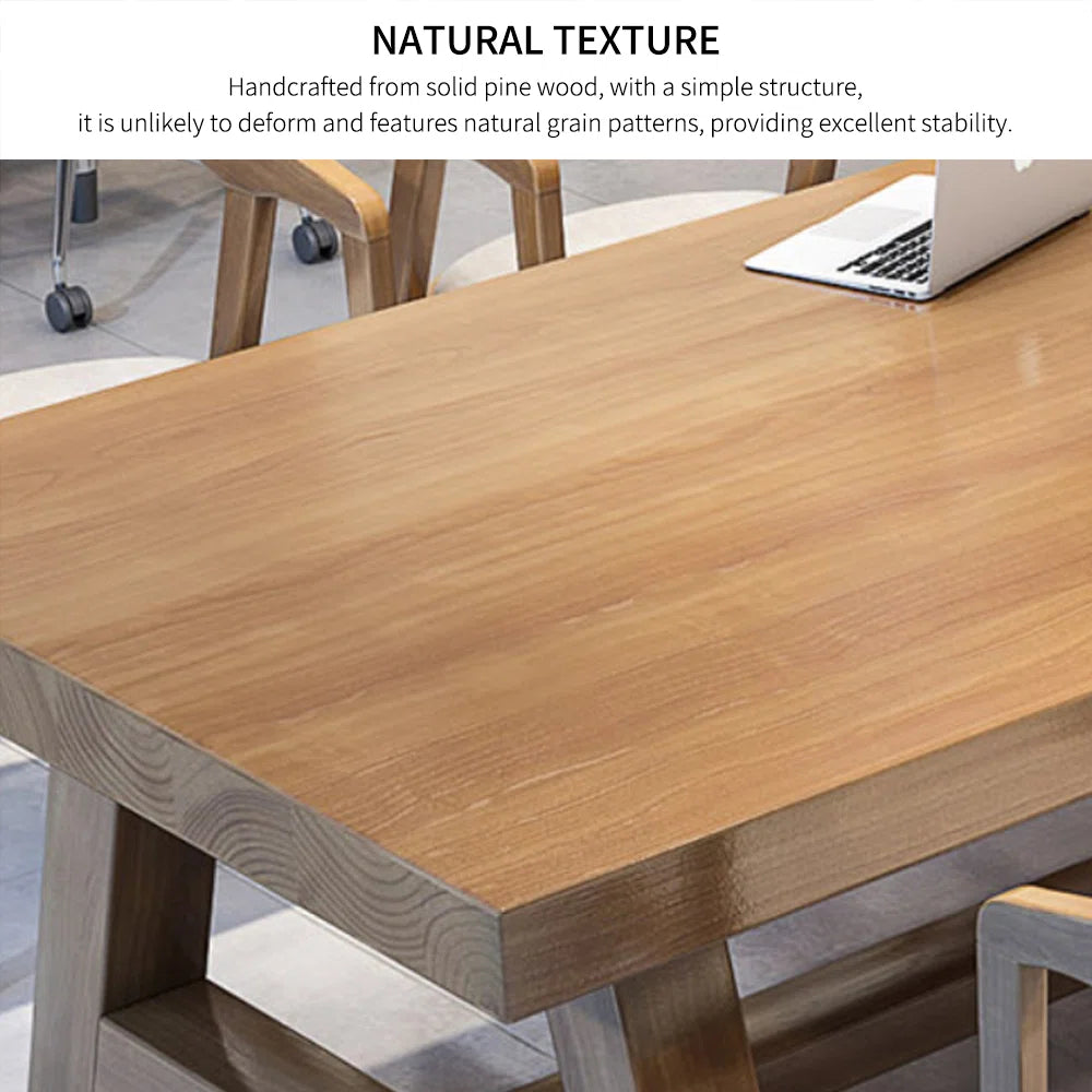 Nut-brown Rectangular Solid Wood Conference Table OUCH CART