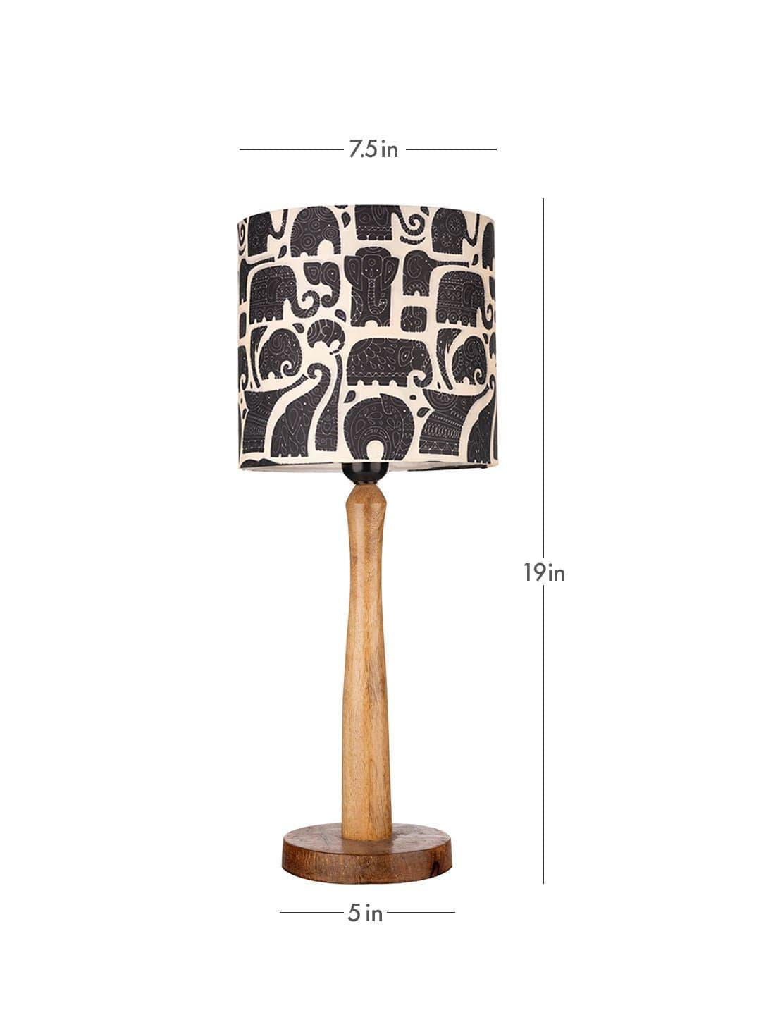 Wooden Brown Table Lamp with Black Elephant Shade - Ouch Cart