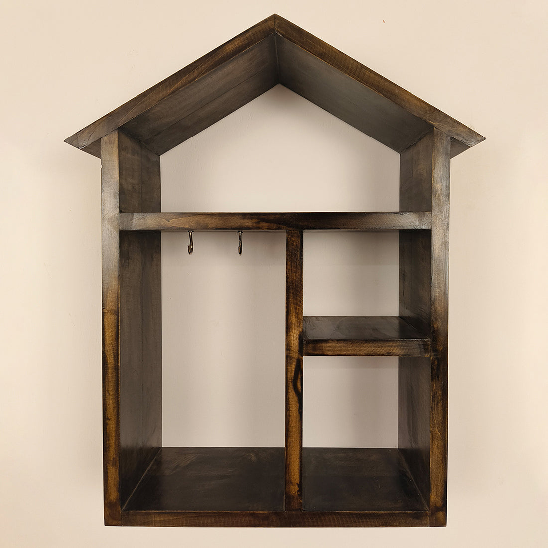 OCTAVIUS Wooden Wall Shelf Organiser with Key Holders