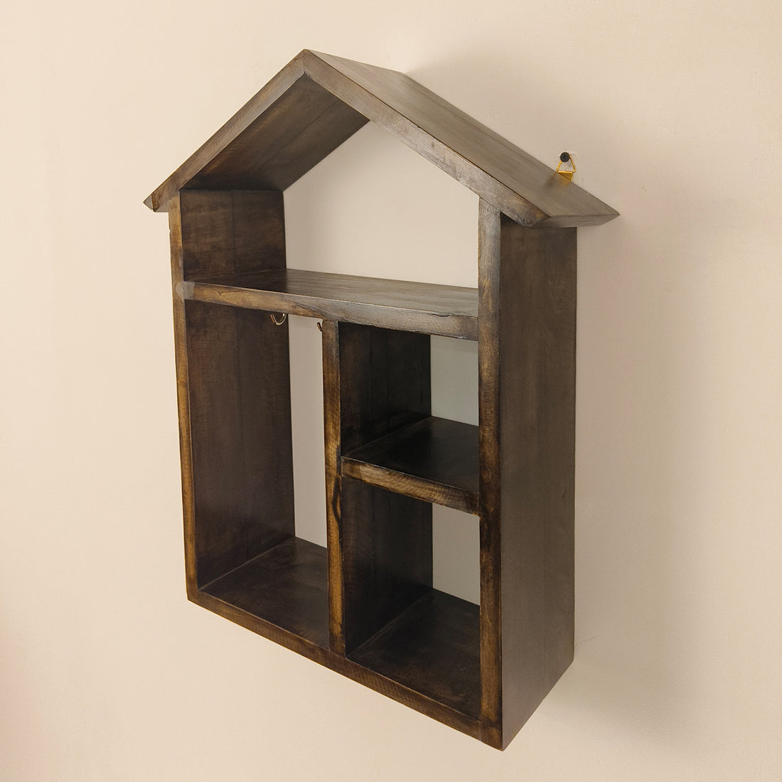 OCTAVIUS Wooden Wall Shelf Organiser with Key Holders