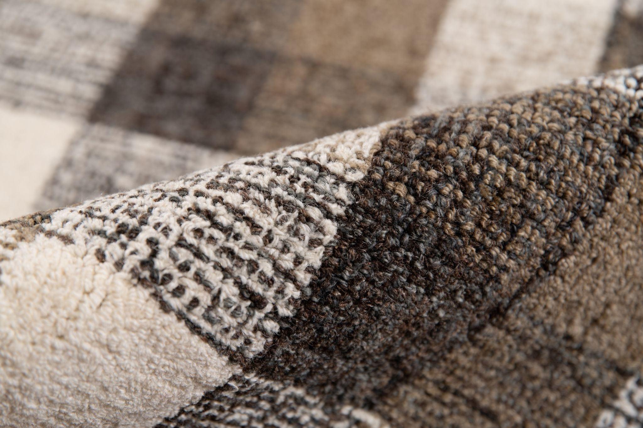 Khaki Wool Tartan 8X10 Feet Hand-Tufted Carpet - Rug - Ouch Cart