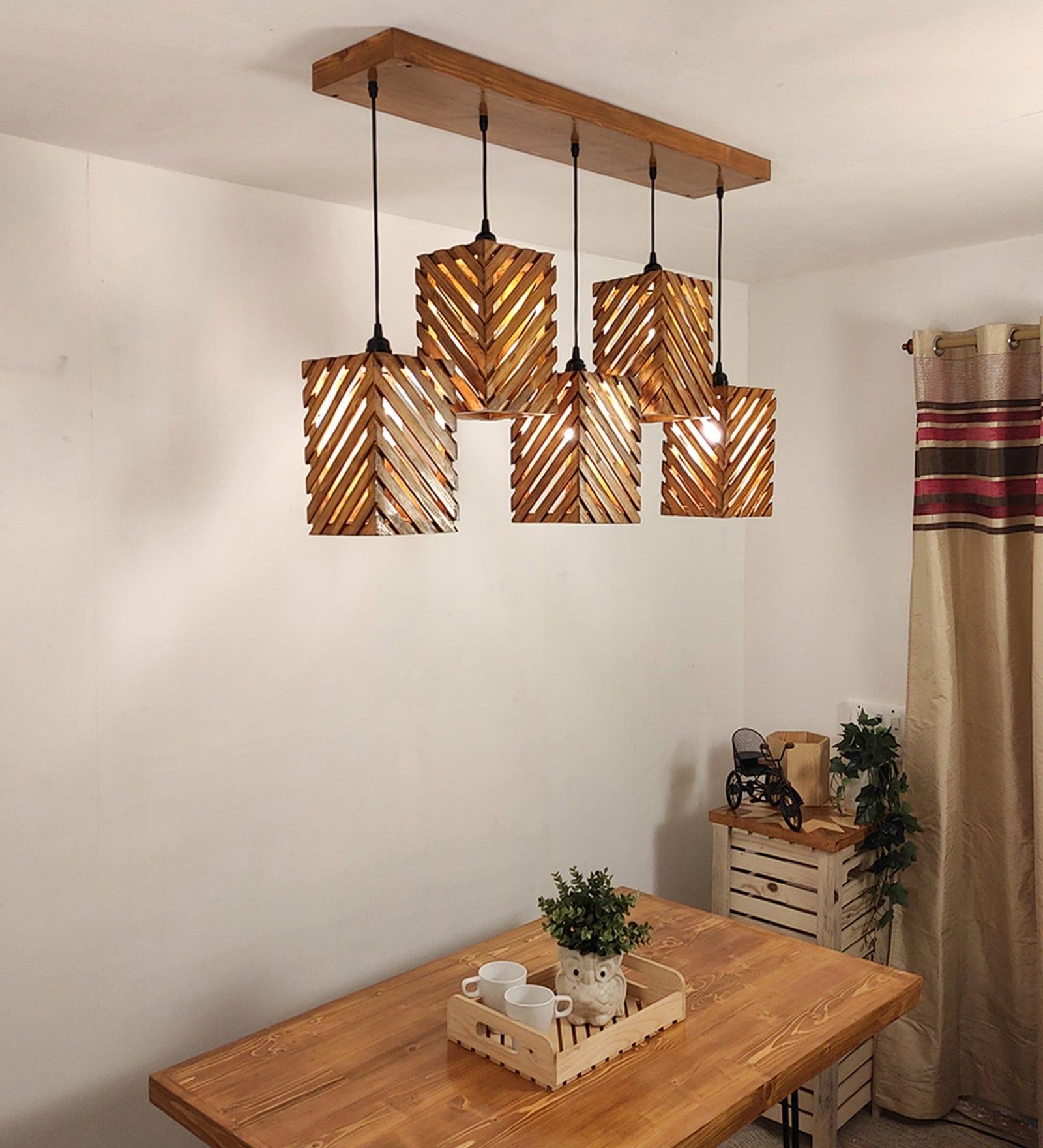 Wooden shop hanging lamp