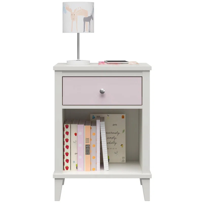 Afreyea Manufactured Wood + Solid Wood Bedside Table