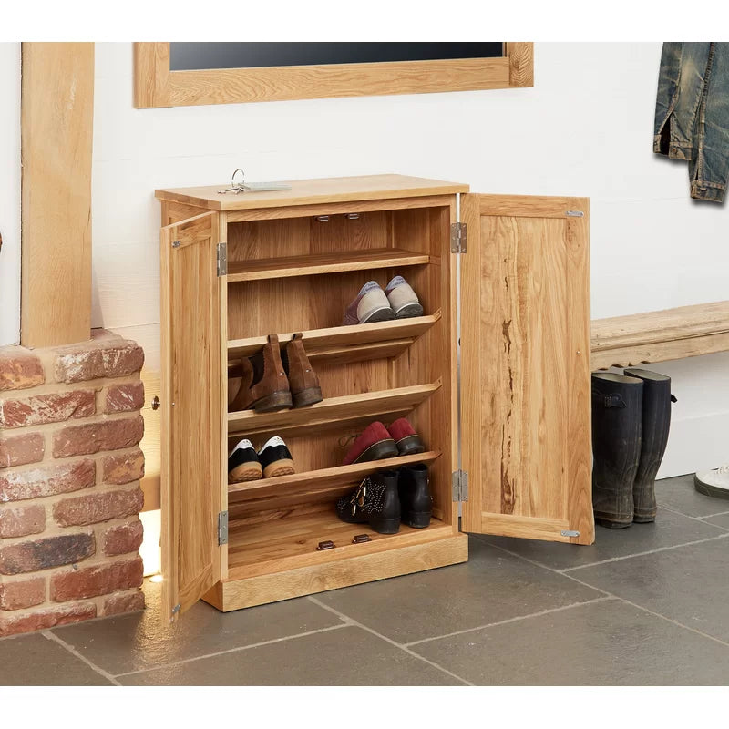 Noah 12 Pair Solid Wood Shoe Storage Cabinet Ouch Cart