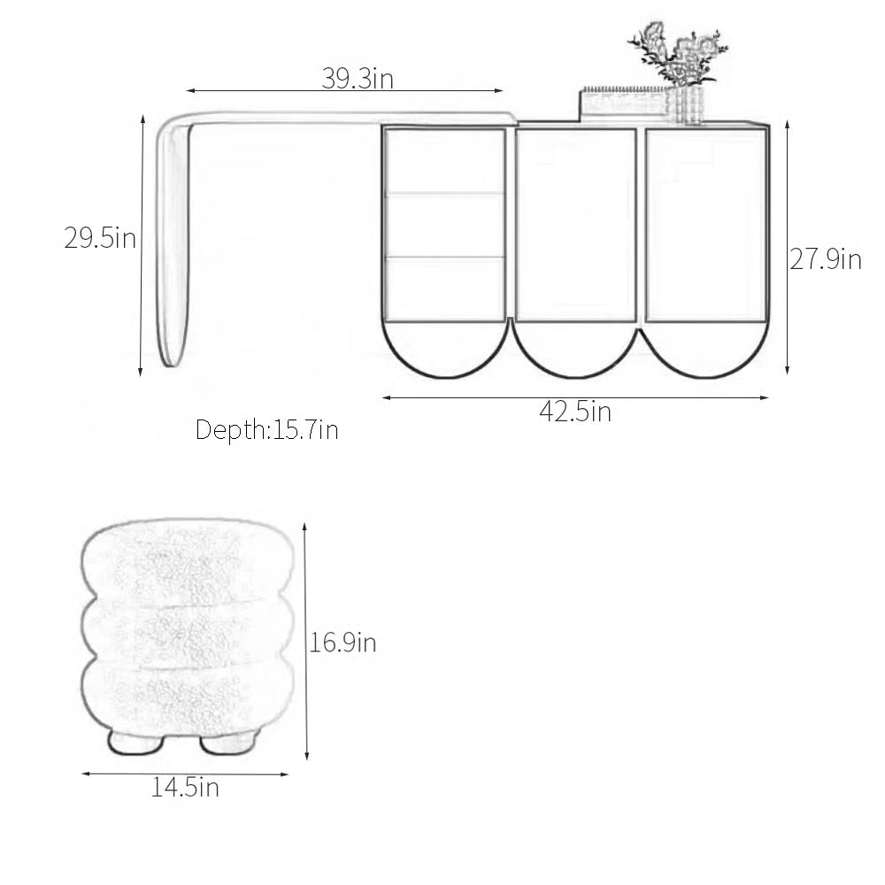 Wooden Otterbein Vanity Table – Rustic Dressing Table with Drawers