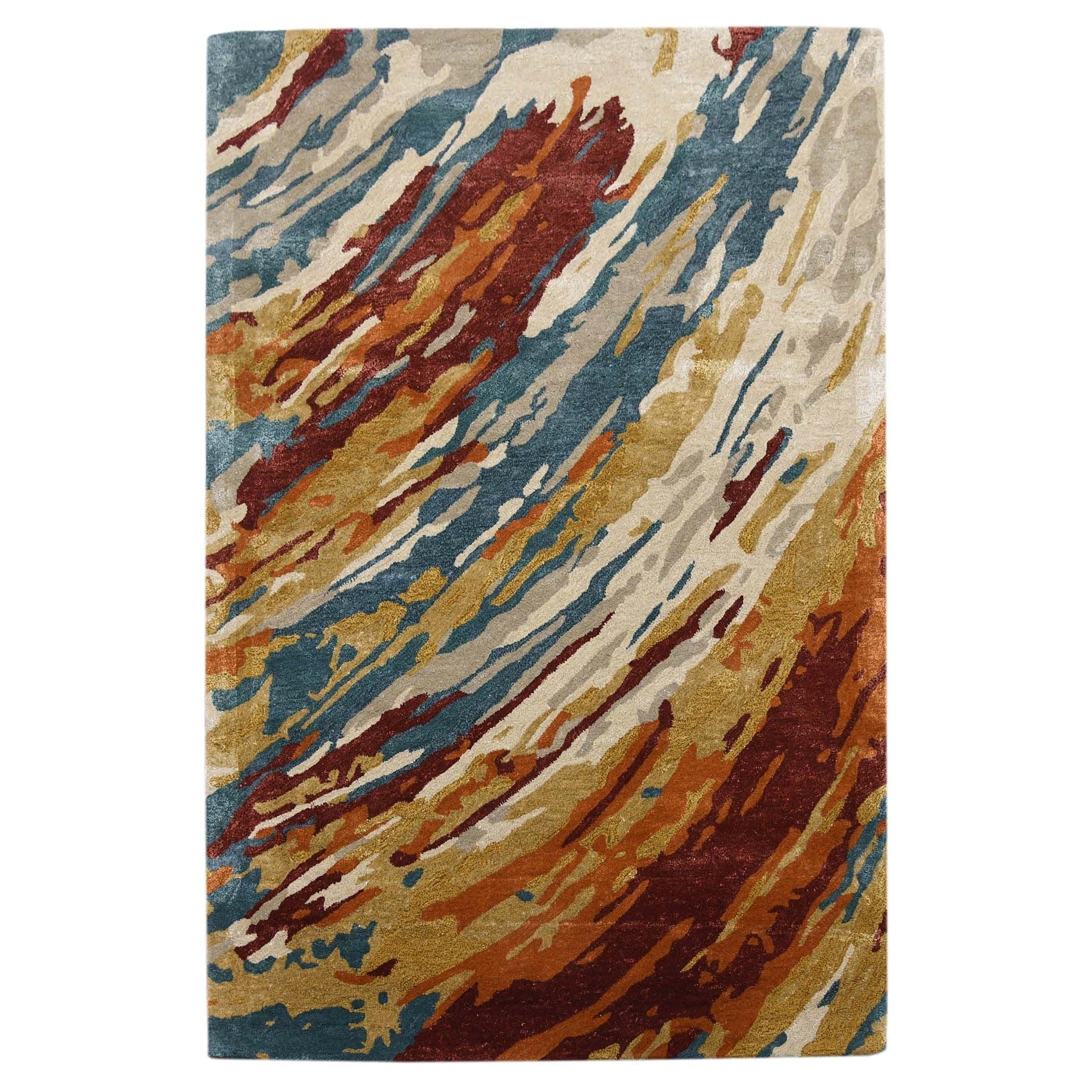 Orange Wool & Viscose Dream Scape 4x6 Feet Hand-Tufted Carpet - Rug - Ouch Cart