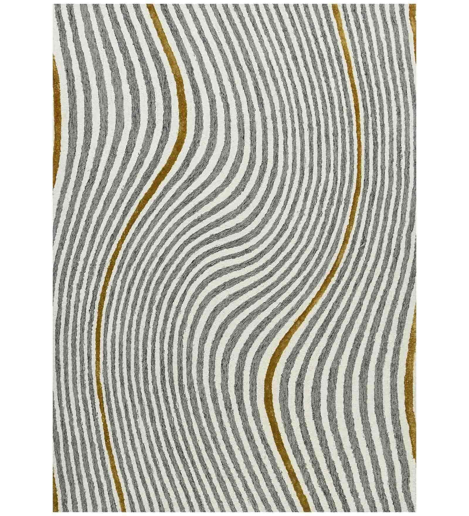 WHITE IVORY Wool & Viscose Canyan 4x6 Feet Hand-Tufted Carpet - Rug - Ouch Cart