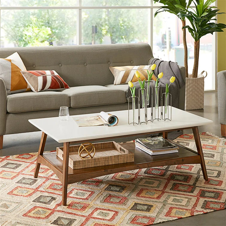 Modern Coffee Table with Open Shelf & White Top OUCH CART
