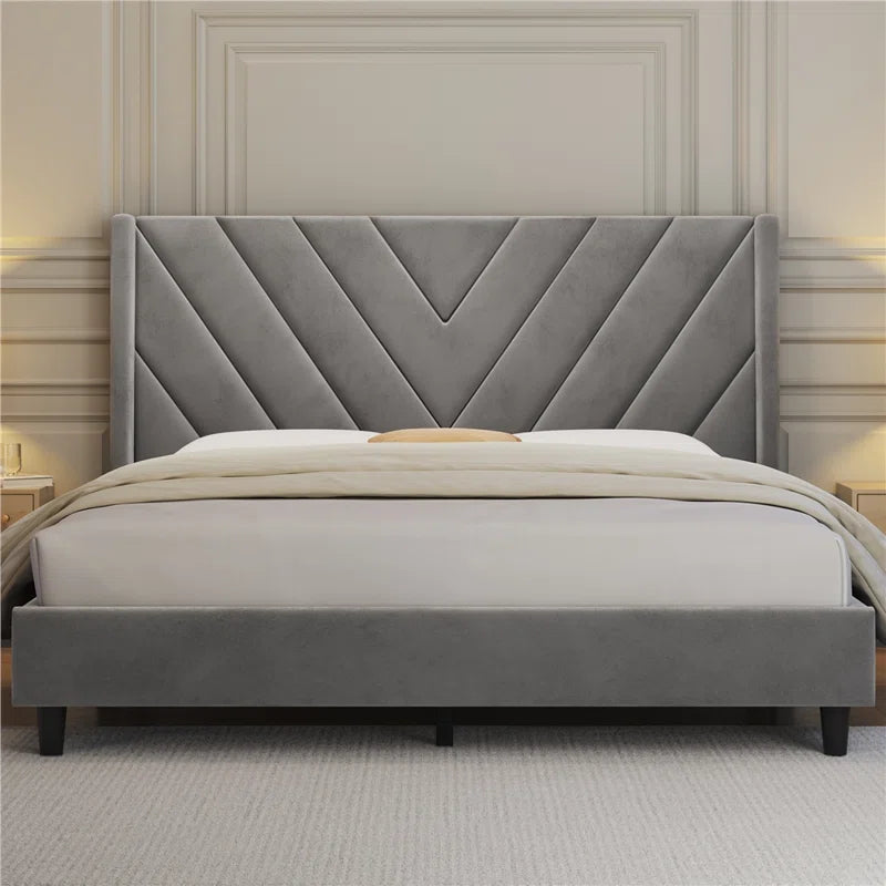 Permelia Upholstered Wingback Bed OUCH CART