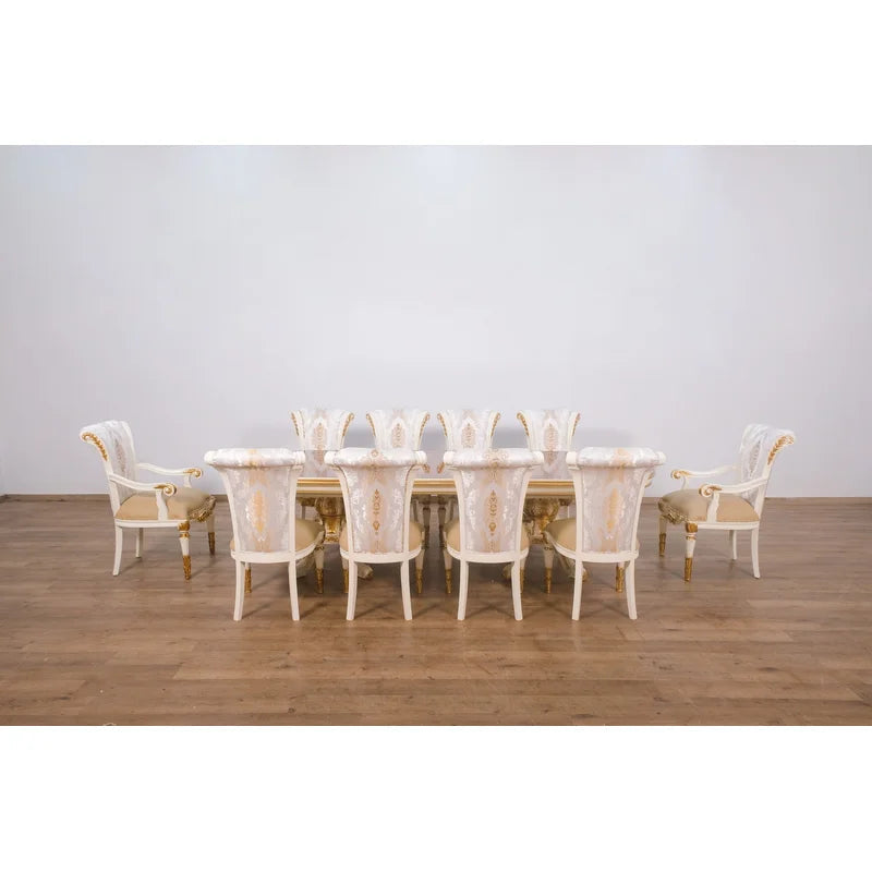 Premium Solid Wood Dining Set with Natural Finish & Italian Leather Chairs – Modern Luxury Dining Table Ouch Cart