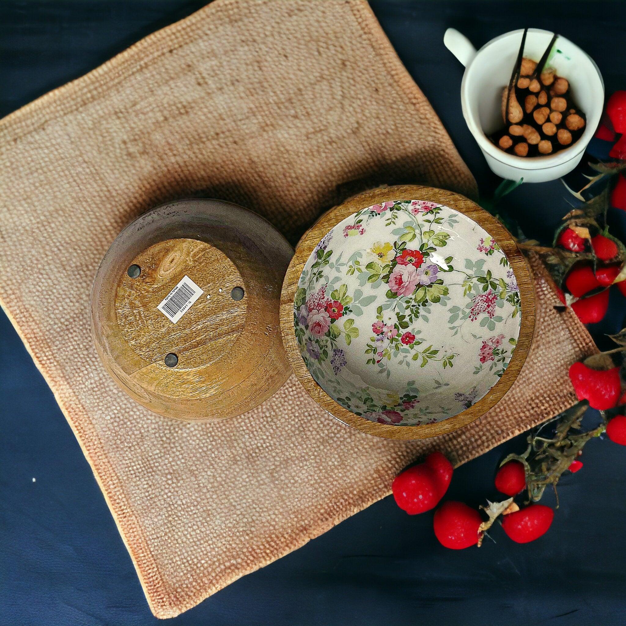 ACACIA FOOTED ROUND BOWL SAT OF 2 WOOD BOWL - Ouch Cart