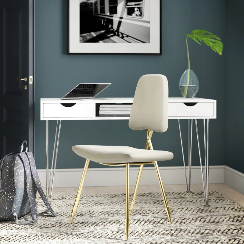 Glam Side Chair with Curved Cushions & Stainless Steel Base