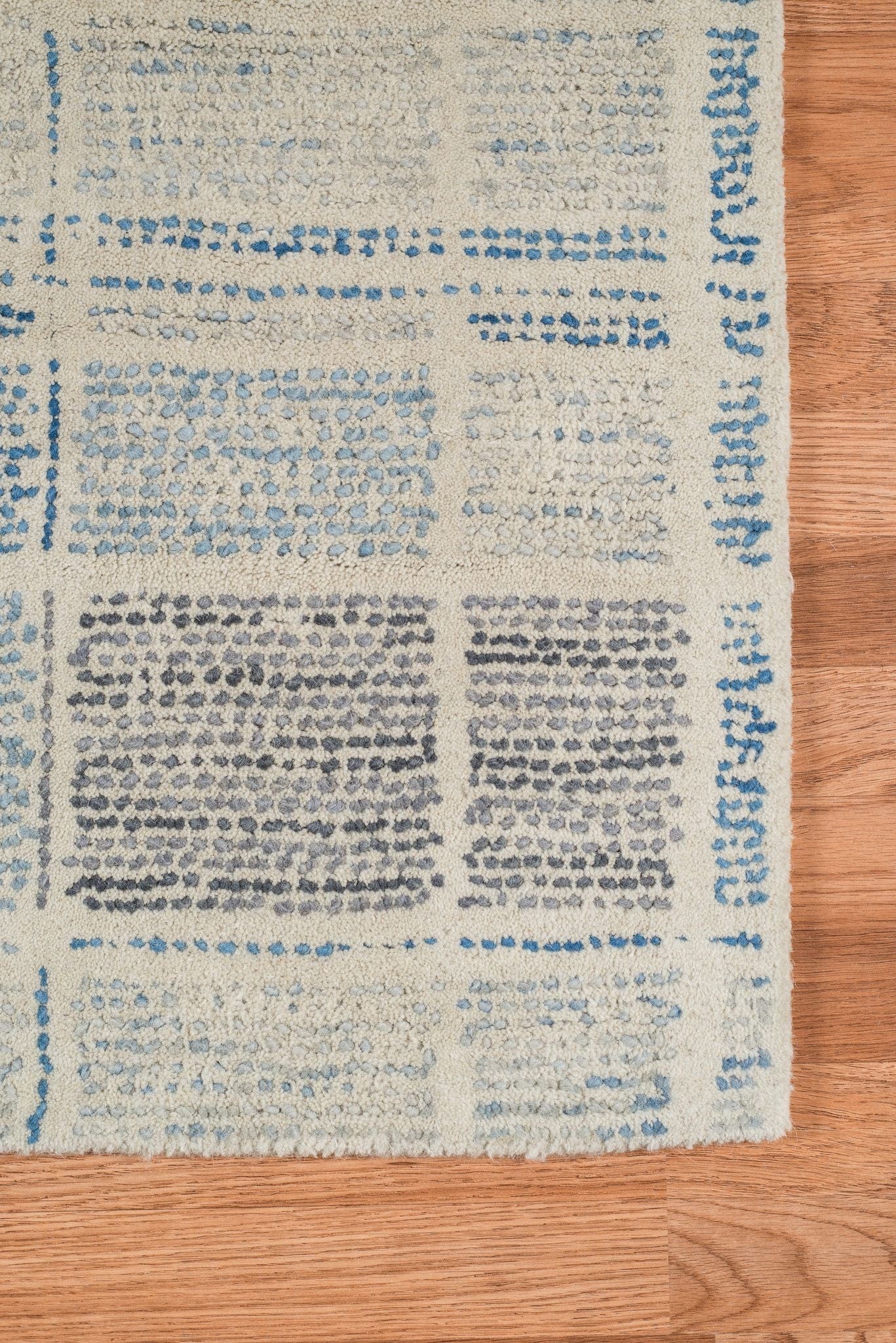 Dusk Blue Wool Vector 5x8 Feet  Hand-Tufted Carpet - Rug