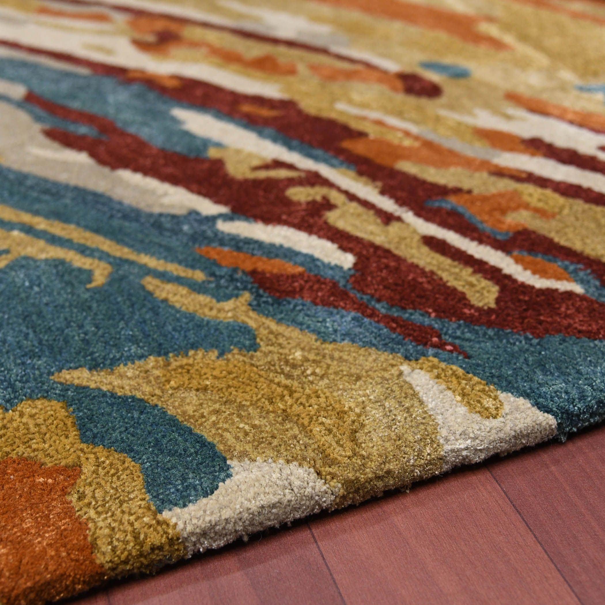 Orange Wool & Viscose Dream Scape 4x6 Feet Hand-Tufted Carpet - Rug - Ouch Cart