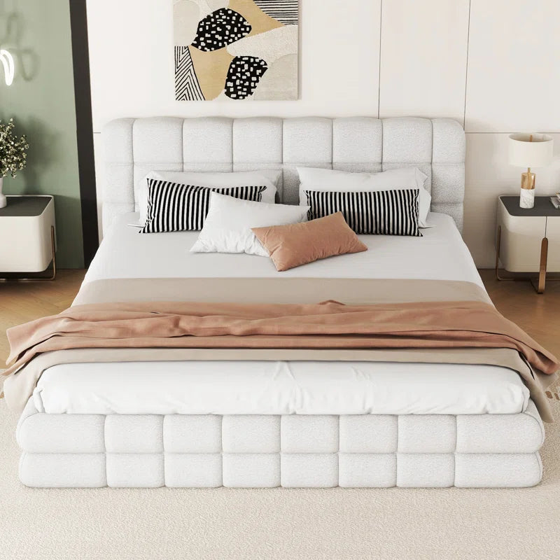 Queen Size Upholstered Platform Bed OUCH CART