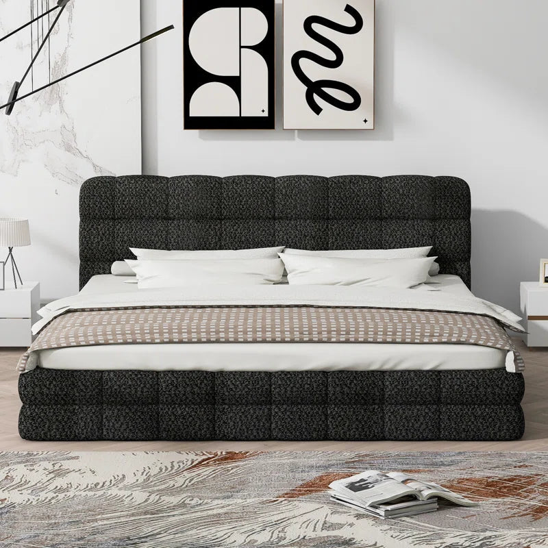 Queen Size Upholstered Platform Bed OUCH CART