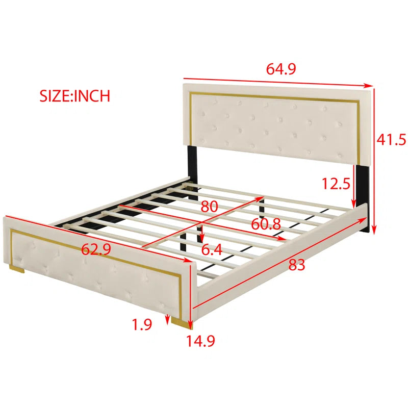 Queen Size Upholstered Platform Bed