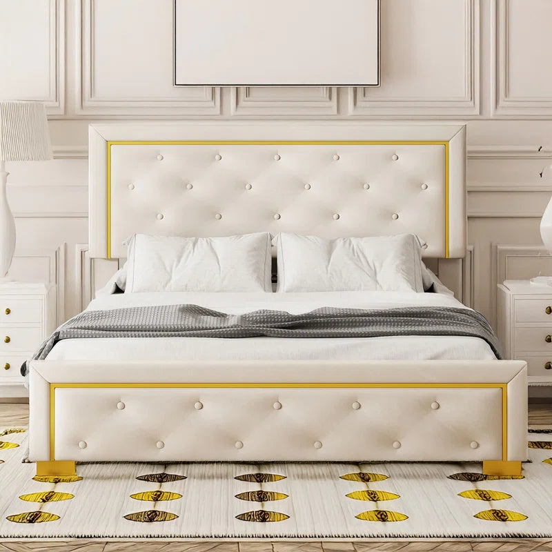Queen Size Upholstered Platform Bed OUCH CART