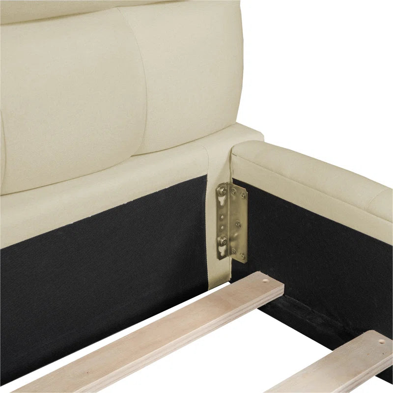 Queen Size Upholstered Platform Bed With Thick Fabric, Grounded Bed With Solid Frame