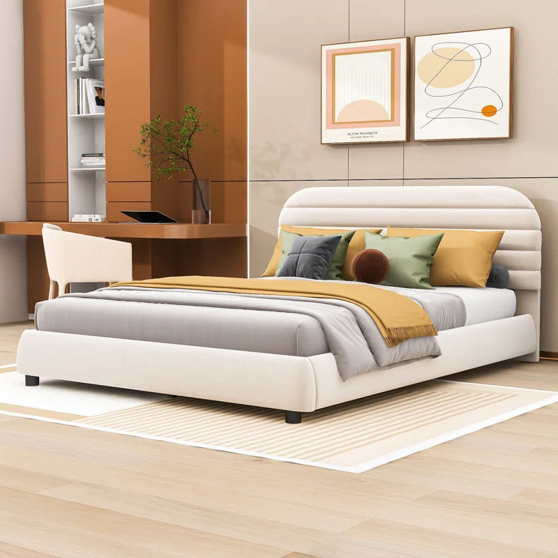 Queen Velvet Upholstered Platform Bed Frame OUCH CART