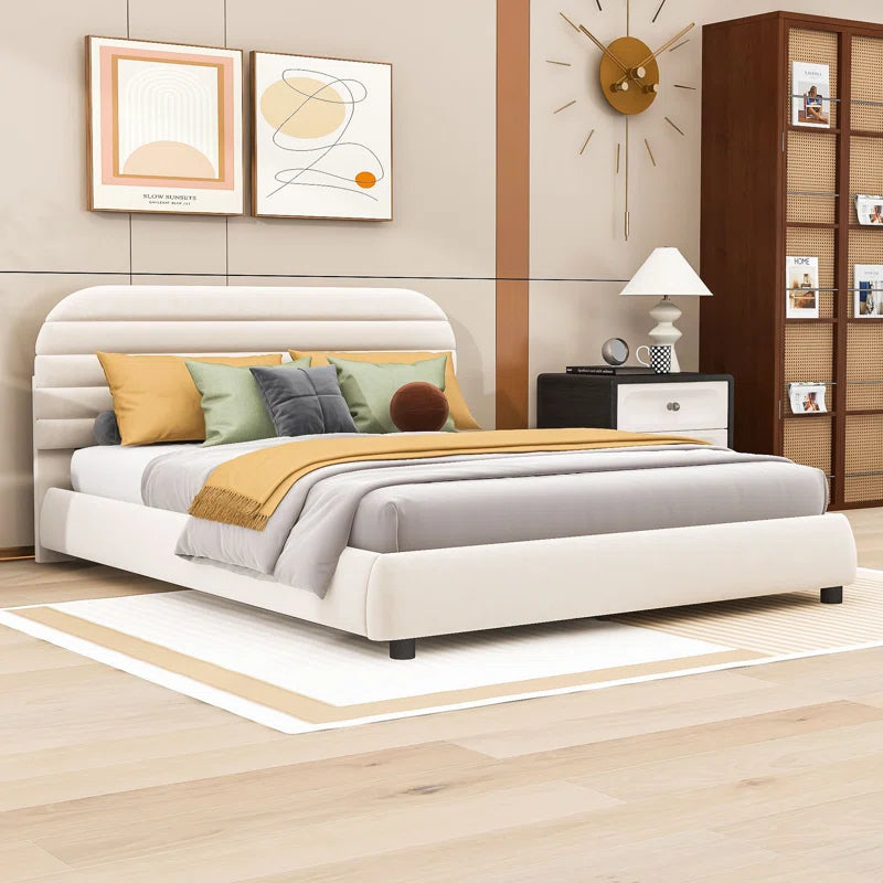 Queen Velvet Upholstered Platform Bed Frame