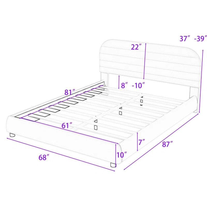 Queen Velvet Upholstered Platform Bed Frame