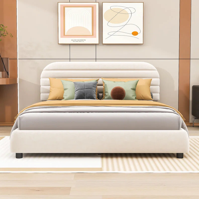 Queen Velvet Upholstered Platform Bed Frame