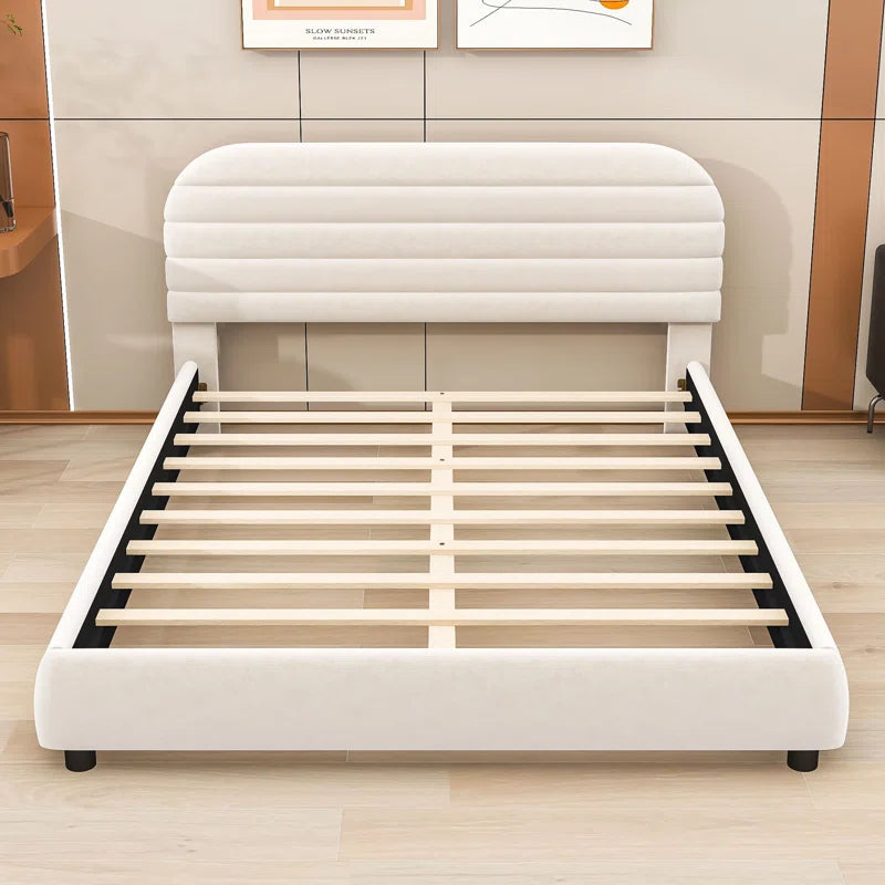 Queen Velvet Upholstered Platform Bed Frame