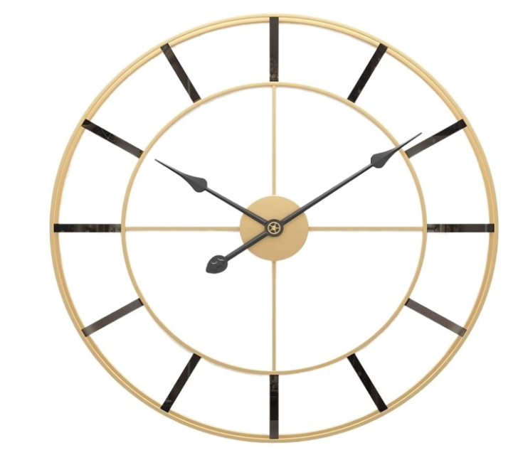 Simple Golden And Black Wall Clock N.R.HOMESDECOR