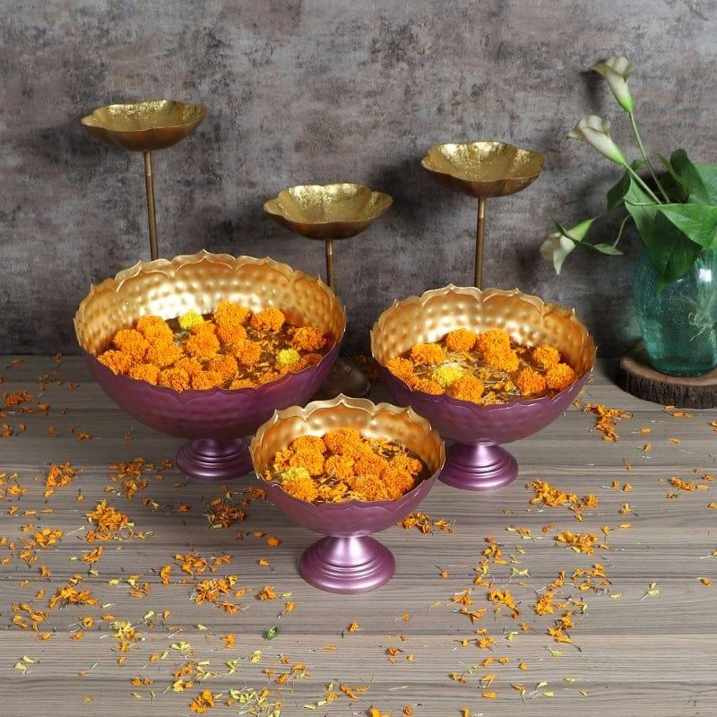 ELEGANT PINK TAJ BOWL URLI SET OF 3. - Ouch Cart