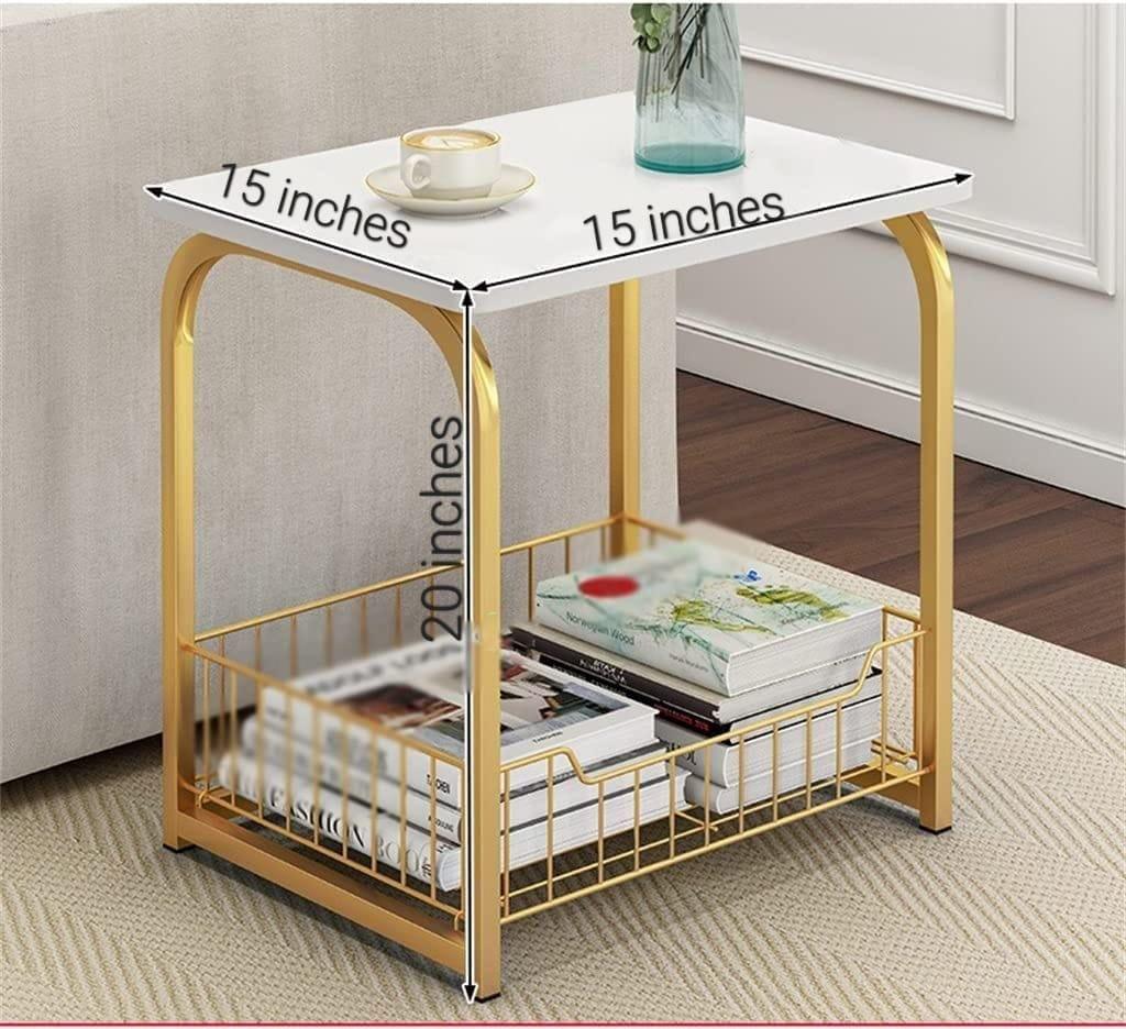 Paige Square Sofa Side Basket Table for Living Room - Ouch Cart