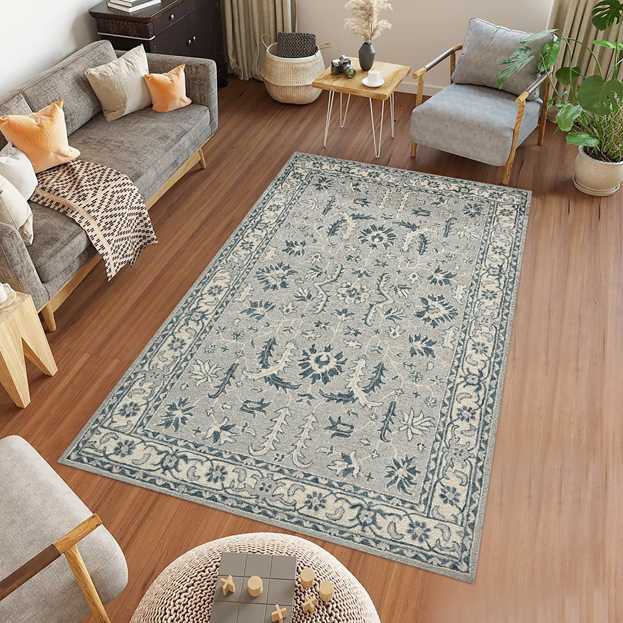 Saraswati Global Rug, Wool Area Rug, 4x6 Feet, Luxurius Rug, Ideal for Bedroom, Living Room, and Dining Room, Kids Room, Office Rug, Anti-Skid & Anti Slip Backing Carpet.