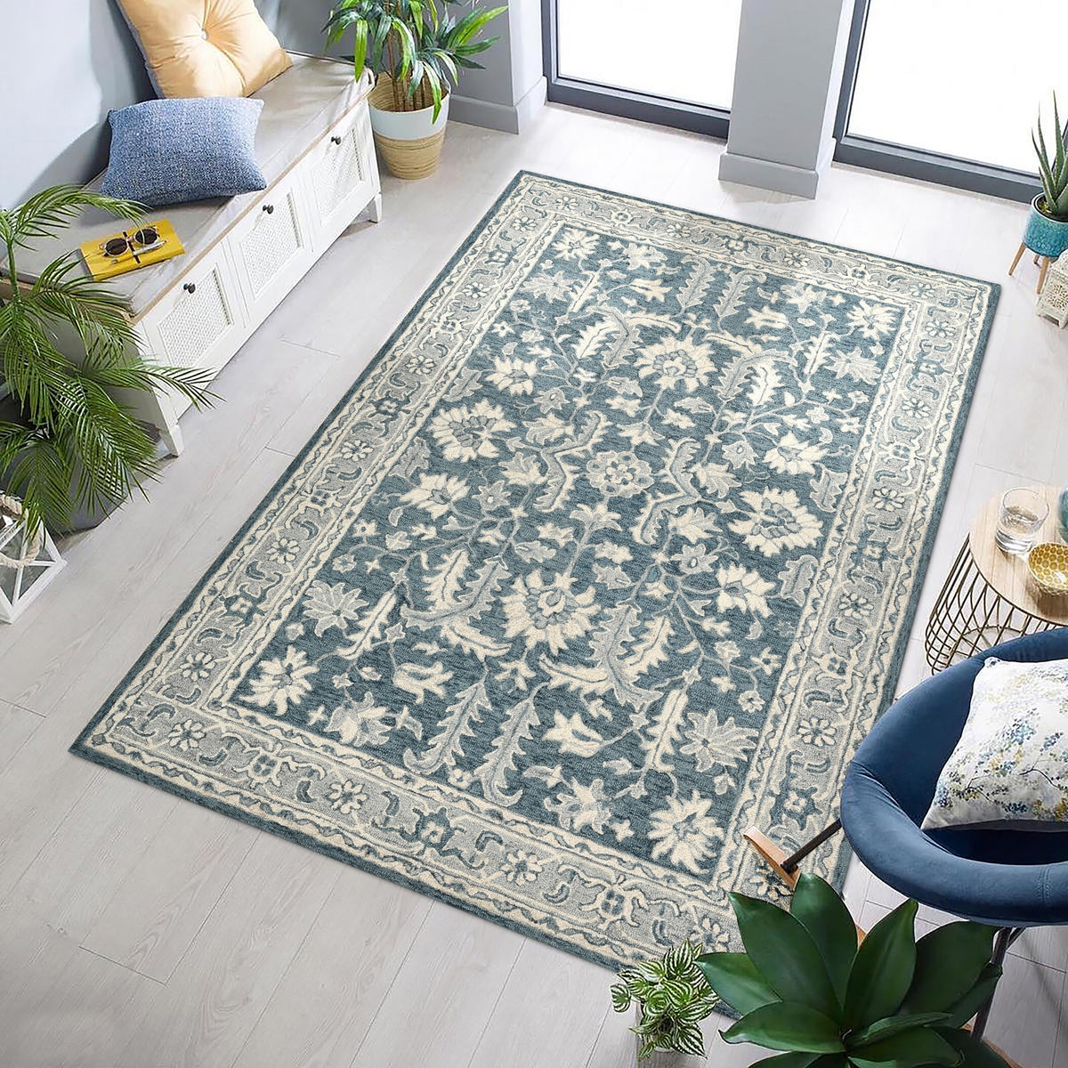 Saraswati Global Rug , Handmade Area Rug, 4x6 Feet, Wool & Viscose Rug, Luxurious Anti-Skid & Anti Slip Backing Carpet , Ideal for Bedroom, Living Room, and Dining Room, Kids Room, Office Rug. Saraswati Global