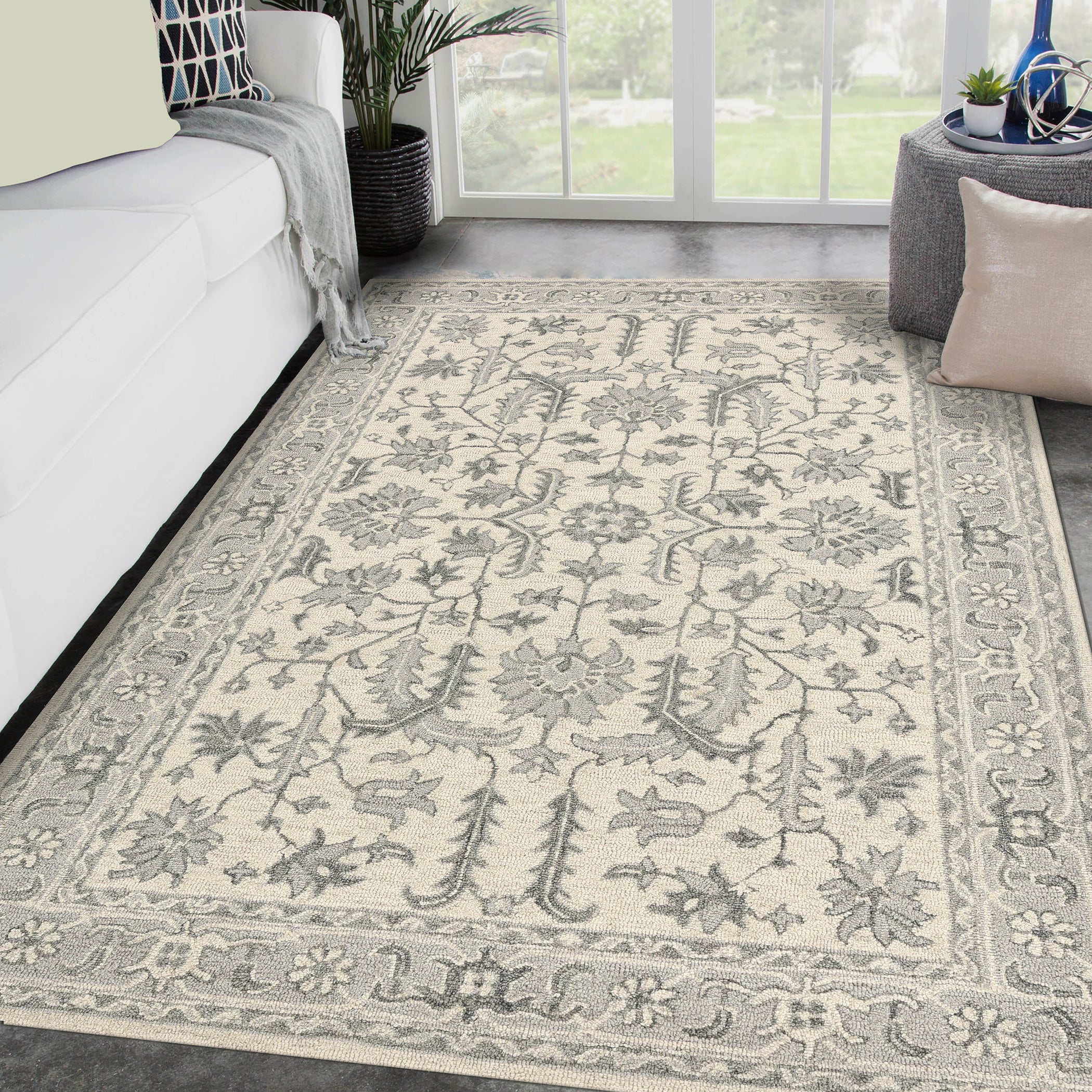 Saraswati Global Rug , Handmade Area Rug, 5x8 Feet, Wool & Viscose Rug, Luxurious Anti-Skid & Anti Slip Backing Carpet , Ideal for Bedroom, Living Room, and Dining Room, Kids Room, Office Rug.
