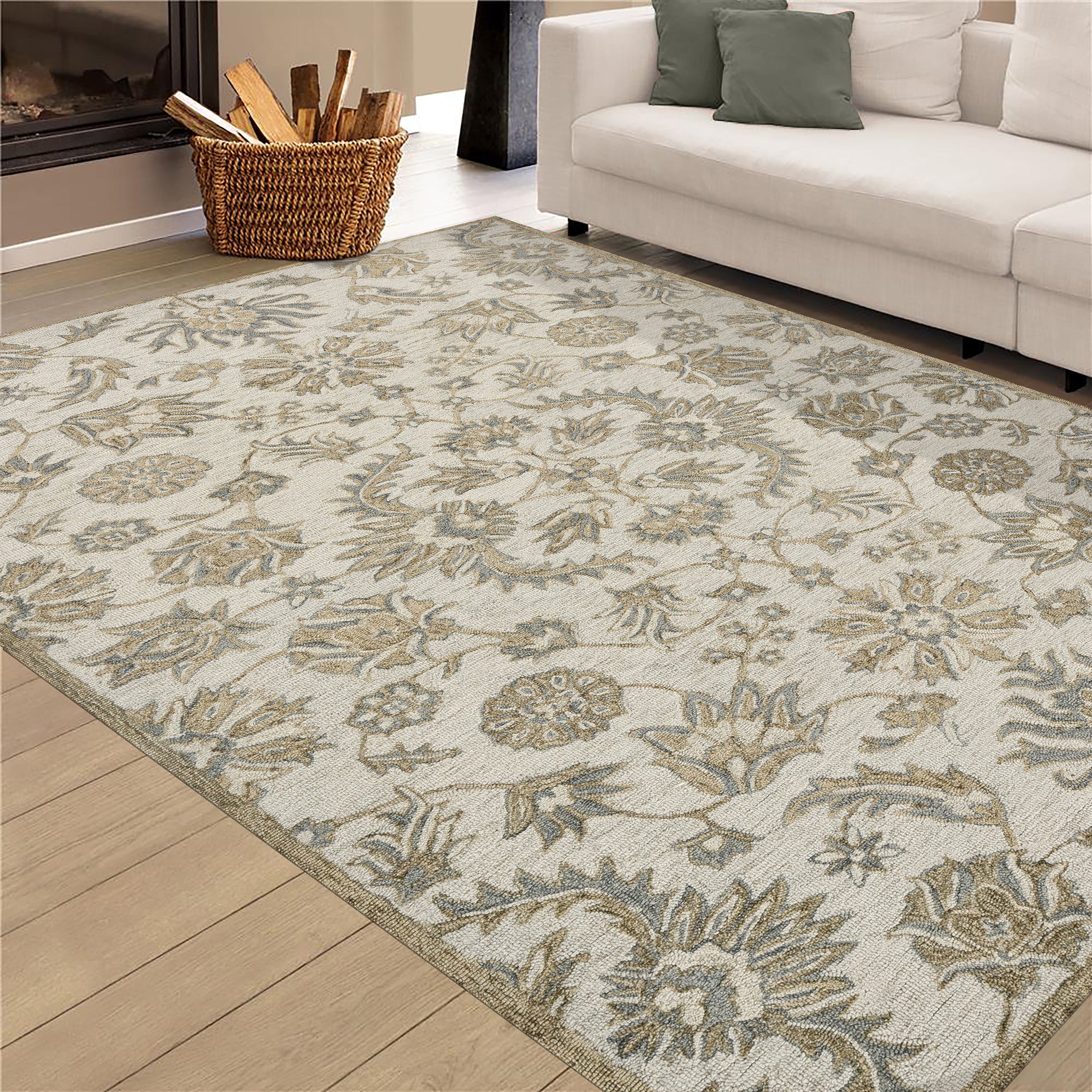 Saraswati Global Rug Luxury Handcrafted Area Rug - 8x10, Premium New Zealand Wool, Anti-Skid & Anti Slip Cotton Backing Carpet , Ideal for Bedroom, Living Room, and Dining Room, Kids Room, Office
