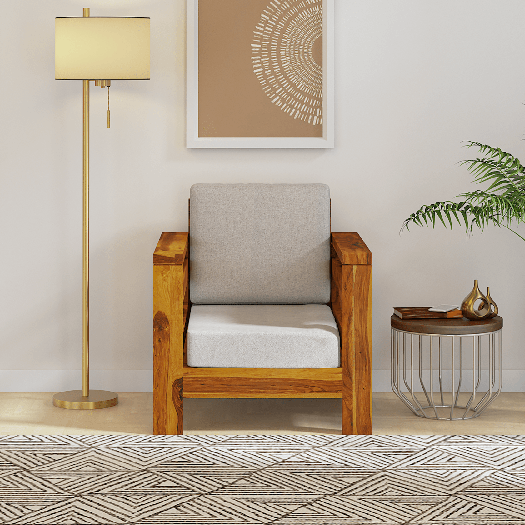 Eirini Elegance Sheesham Wood sofa In Light Honey Color - Ouch Cart