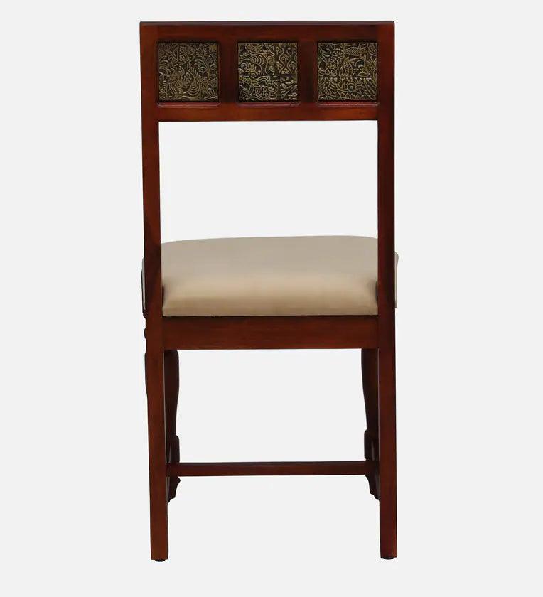 Sheesham Wood 6 Seater Dining Set In Scratch Resistant Honey Oak Finish With Brass Cladding - Ouch Cart