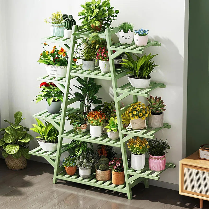 Multi-Tier Bamboo Plant Shelf Stand | 12 Tiers for Indoor & Outdoor Display OUCH CART
