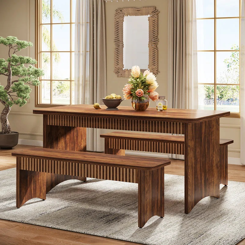 Dining Table Set for 4-6 Person, 3 Piece Kitchen Table Set Ouch Cart