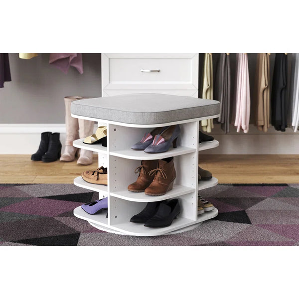 ClosetMaid Rotating Shoe Storage Bench – White - Main Image