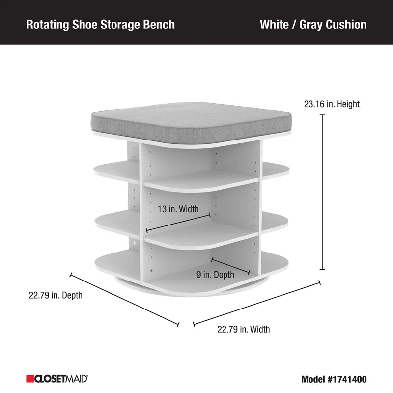 ClosetMaid Rotating Shoe Storage Bench – White