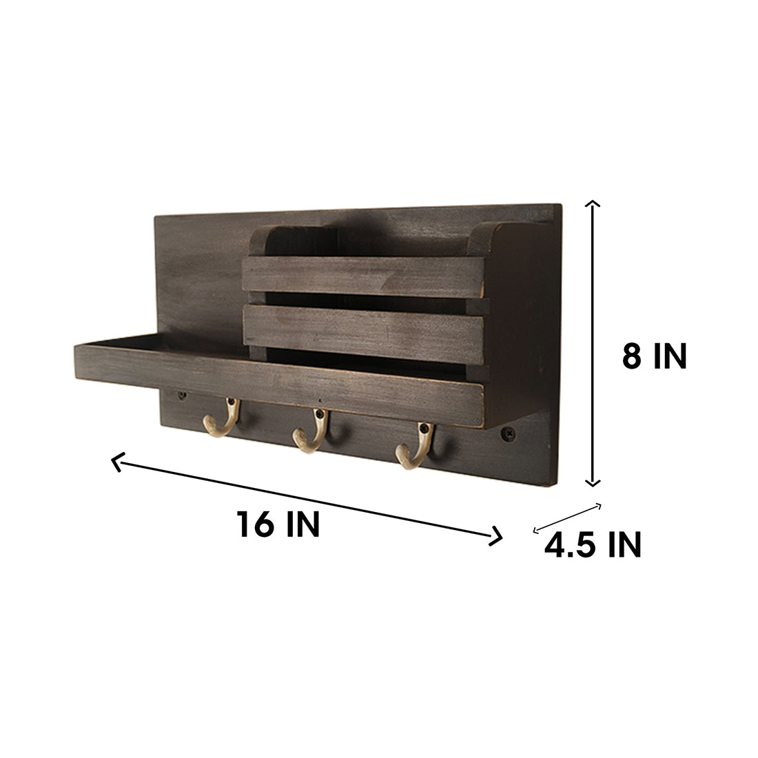 Richmond Wooden Wall Shelf Organiser with Key Holders-OUCH CART | Wall hanging