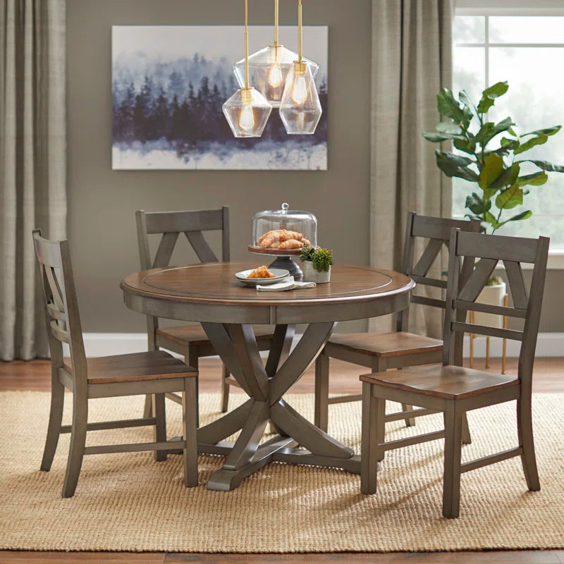 5 - Piece Solid Wood Pedestal Dining Set Ouch Cart