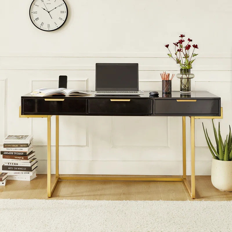 62'' W Rectangle Writing Desk with Built-in Charging Station,Cable Management,Slot Holders Ouch Cart