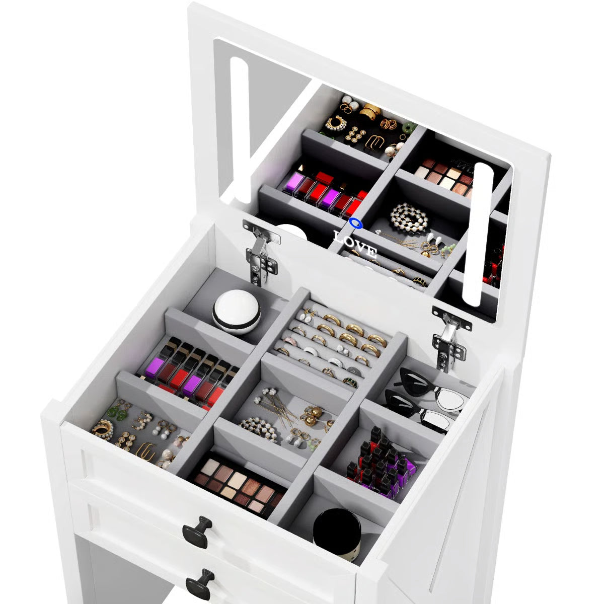 Rozelle Modern Vanity Table for Bedroom with Storage and Mirror