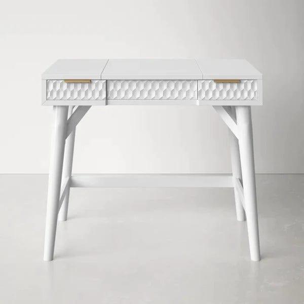 Krzysztof Vanity dressing table Writing Desk with Storage Drawers, White Secretary Desk for Home Office, Computer Desk with Drawres, Small Vanity Desk for Bedroom - Ouch Cart