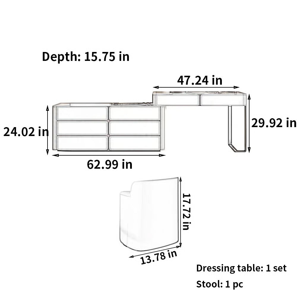 Rutilia Vanity – Modern Makeup Desk with LED Mirror, Storage Drawers & Elegant Design